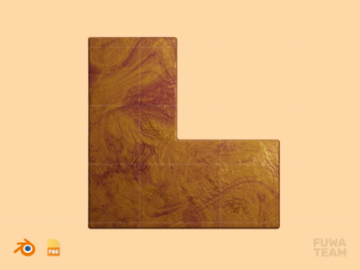 形 - 3D 木制抽象形状（正面）(L Shape - 3D Wooden Abstract Shape (front))