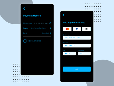 付款屏幕深色 UI 概念(Payment Screens Dark UI Concept)