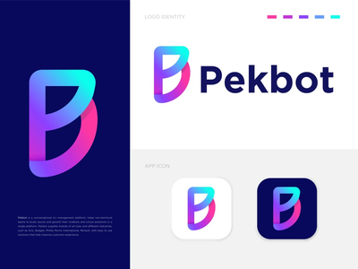 现代标志 - Pekbot 标志设计 - (P+B) 字母(Modern Logo - Pekbot Logo Design - (P+B) Letter)