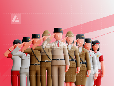 印度尼西亚的 3D 角色独立日(3D Character Independence Day Of Indonesia)