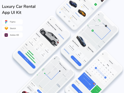 豪华汽车租赁应用程序 UI 套件(Luxury Car Rental App UI Kit)