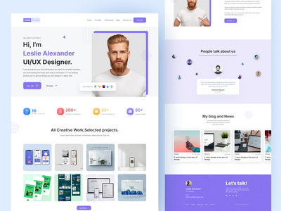 UI UX 设计师个人作品集登陆页面(UI UX Designer Personal Portfolio Landing Page)