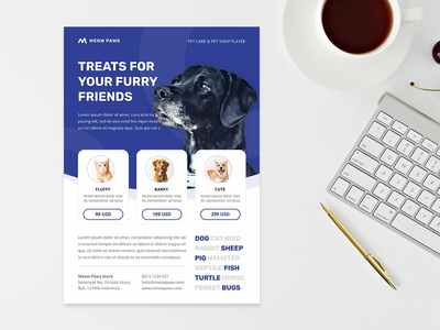 宠物护理和宠物店传单模板(Pet Care & Pet Shop Flyer Template)