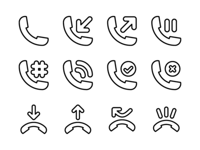 电话活动图标集大纲(Phone Activity Icon Set Outline)