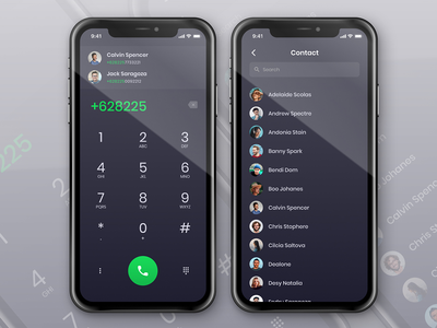 电话联系和拨号屏幕应用程序概念(Phone Contact and Dial Screen App Concept)