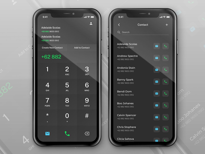 电话联系和拨号屏幕应用程序概念(Phone Contact and Dial Screen App Concept)