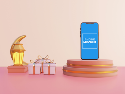 斋月手机样机焕然一新(Ramadan Phone Mockup fresh look)