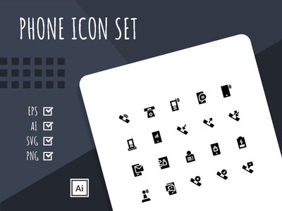 电话固体图标集(Phone Solid Icon Set)