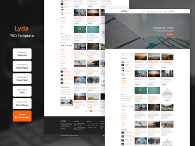 Lyda博客类别页面PSD网页模板(Lyda Blog Category Page PSD Web Template)