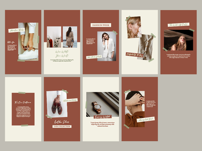 带有磁带社交媒体帖子肖像模板的照片拼贴(Photo collage with tape social media post portrait template)