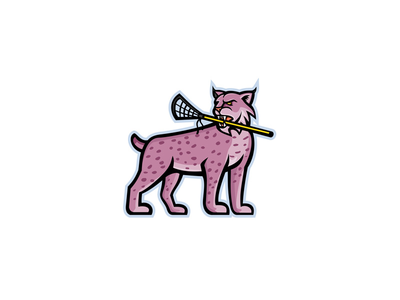 山猫或山猫曲棍球吉祥物(Bobcat or Lynx Lacrosse Mascot)