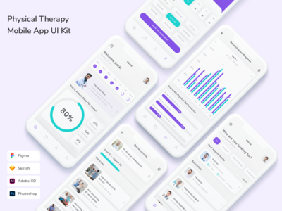 物理治疗移动应用程序 UI 套件(Physical Therapy Mobile App UI Kit)