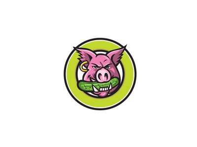 野猪咬泡菜圈吉祥物(Wild Pig Biting Pickle Circle Mascot)