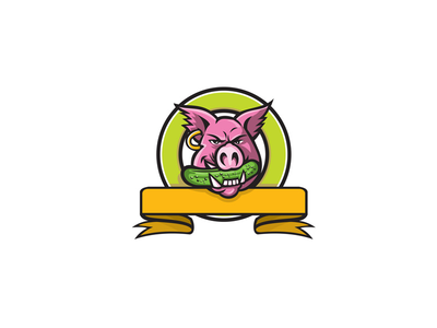 野猪咬小黄瓜圈吉祥物(Wild Boar Biting Gherkin Circle Mascot)