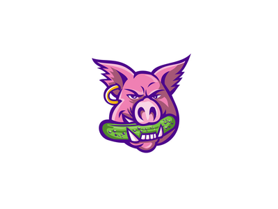 粉红猪咬泡菜吉祥物(Pink Pig Biting Pickle Mascot)