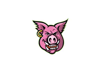 粉红猪戴着耳环吉祥物(Pink Pig Wearing Earring Mascot)