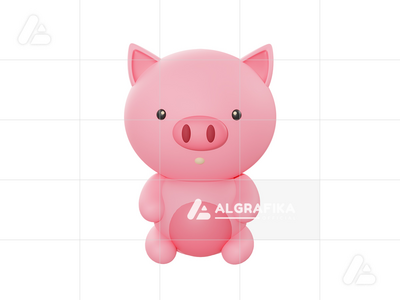 可爱的猪 3d 图(Cute pig 3d illustration)