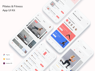 普拉提和健身应用程序 UI 套件(Pilates & Fitness App UI Kit)