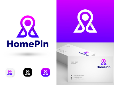主页 Pin 标志设计模板(Home Pin Logo Design Template)