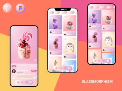 Pinterest 应用程序重新设计 glassmorphism(Pinterest app redesign glassmorphism)