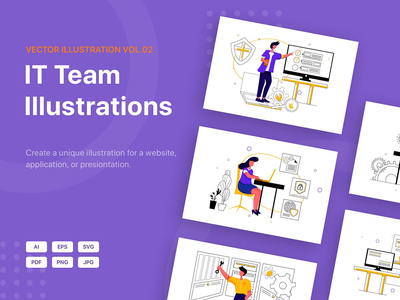 IT 团队插图包_02(IT Team Illustrations Pack_02)