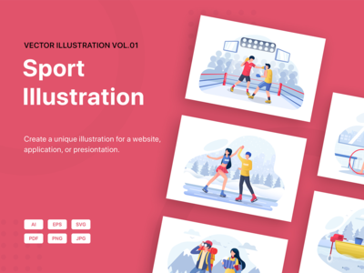 运动与爱好矢量插图包_01(Sports & Hobbies Vector Illustration Pack_01)