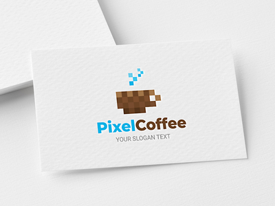 像素咖啡标志模板(Pixel Coffee Logo Template)