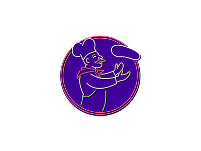 比萨厨师扔面团霓虹灯标志椭圆形(Pizza Chef Tossing Dough Neon Sign Oval)