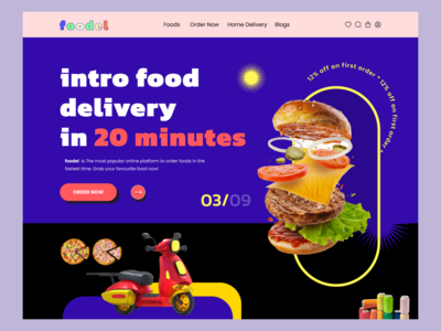 比萨饼提供网页标题 ui 设计(pizza deliver web header ui design)