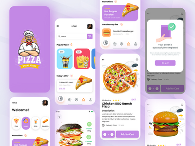 披萨外卖应用挑战 - 外卖应用 UI 套件(Pizza Delivery App Challenge - Food Delivery app UI Kits)