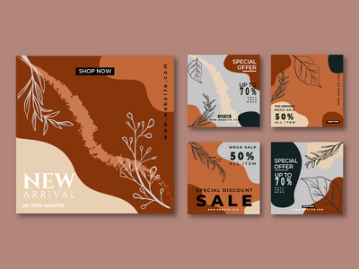 手绘秋季 instagram 帖子集合(Hand drawn autumn instagram posts collection)