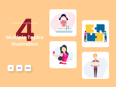 M14 - 登陆页面的多个主题插图(M14 - Multiple topics illustration for landing page)