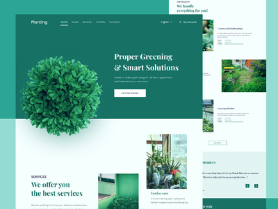 园艺和园林绿化网站登陆页面(Gardening & landscaping website landing page)