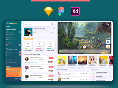 文件存储和电影或音乐播放器 Web 应用程序 UI 概念(File storage and Movie or Music player Web Application UI Concept)