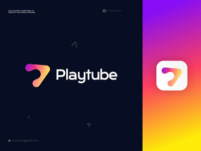 P 字母标志 - 视频流应用程序标志 - 播放标志 - Playtube(P letter logo - Video Streaming App Logo - Play Logo - Playtube)