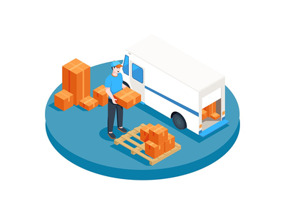 陆路交通矢量图解概念(Overland Transportation Vector Illustration concept)