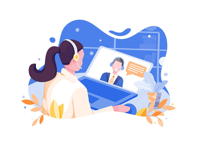 在线面试插图概念(Online Interview Illustration concept)