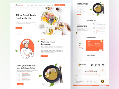 带有完整 UI 套件的美食餐厅服务登陆页面(Food Restaurant Services Landing page with full Ui kit)