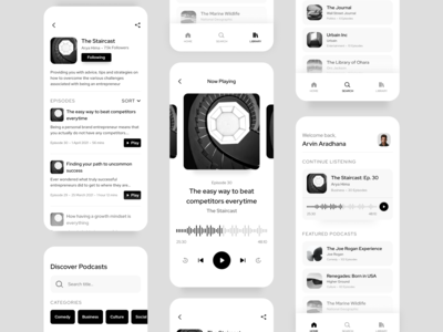 播客应用概念 UI 套件(Podcast App Concept UI Kit)