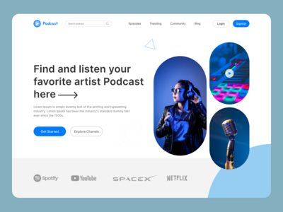 播客网站标题概念(Podcast Website Header Concept)