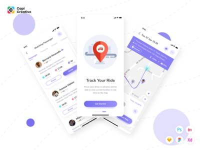 PoolRide - 拼车 UI 套件 #1(PoolRide - Car Pooling UI Kit #1)