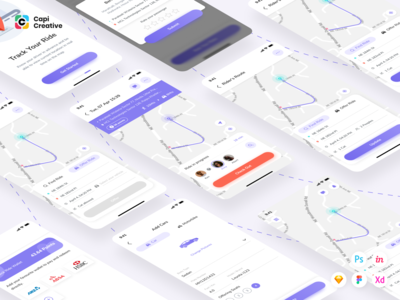 PoolRide - 拼车 UI 套件 #14(PoolRide - Car Pooling UI Kit #14)