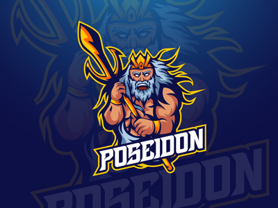 波塞冬电竞吉祥物标志(Poseidon Esport Mascot Logo)