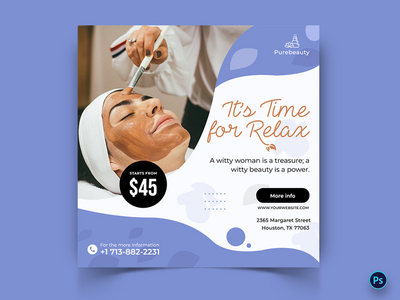 美容和水疗日社交媒体帖子模板(Beauty and Spa Day Social Media Post Template)