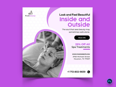 美容和水疗日社交媒体帖子模板(Beauty and Spa Day Social Media Post Template)