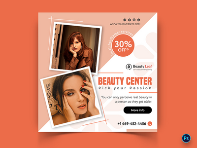 美容和水疗日社交媒体帖子模板(Beauty and Spa Day Social Media Post Template)