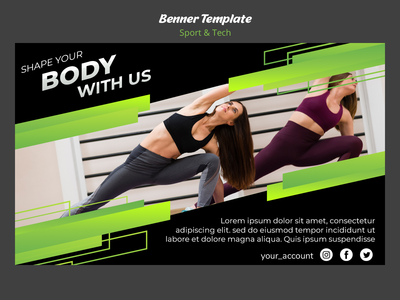 体育与科技概念横幅模板(Sport & tech concept banner template)