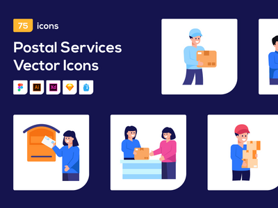 75 概念邮政服务图标矢量(75 Concept Postal Service Icon Vector)