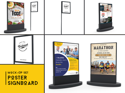 海报和招牌样机套装(Poster & Signboards Mockup Set)