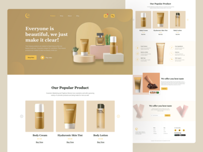 化妆品登陆页面 Ui 设计。(Cosmetic Product Landing Page Ui Design.)